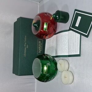 Waterford Marquis cut holiday candle holder set